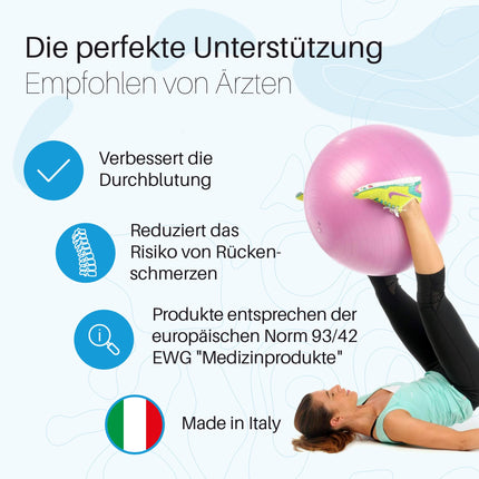 PEZZI oriģinālā vingrošanas bumba MAXAFE pērļu baltā krāsā, 65 cm, sēdekļa bumba