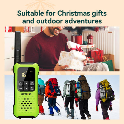 Retevis RT649P Walkie Talkie,Schweben Wasserdichter IP67 Funkgerät,PMR 446 Lizenzfrei,16 Kanäle,SOS-Alarm,LED-Fackel, Walkie Talkies für Surfen Rettung die Nothilfe Kajak Angeln Jagd Sommer(2Er)