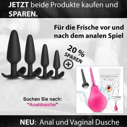 Long.Session® anālo aizbāžņu komplekts ORIĢINĀLS, izgatavots no ādai draudzīga silikona, anālais aizbāznis sievietēm un vīriešiem, anālais aizbāznis iesācējiem un pieredzējušiem lietotājiem