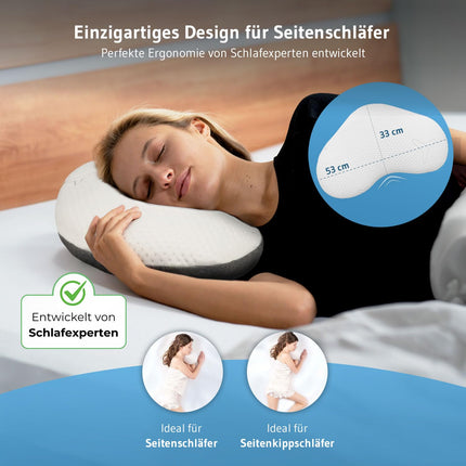 Spilvens sānu gulētājiem, pārvalks ar inovatīvu Intense tehnoloģiju, ergonomisks kakla atbalsta spilvens, augstas kvalitātes atmiņas putas, ortopēdisks kakla mugurkaula spilvens sānu gulētājiem no inovāciju balvas ieguvēja.