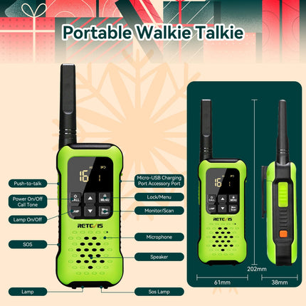 Retevis RT649P Walkie Talkie,Schweben Wasserdichter IP67 Funkgerät,PMR 446 Lizenzfrei,16 Kanäle,SOS-Alarm,LED-Fackel, Walkie Talkies für Surfen Rettung die Nothilfe Kajak Angeln Jagd Sommer(2Er)