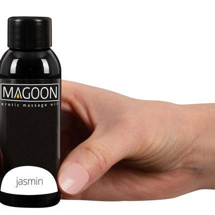 Magoon Jasmine masāžas eļļa – jutekliskas kvalitātes eļļa sievietēm un vīriešiem, maigai seksuālai baudai, pavedinoša, ādai draudzīga, 200 ml