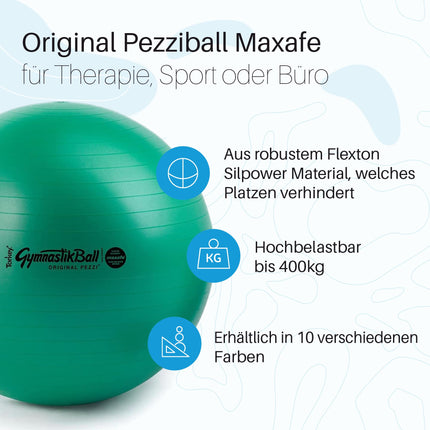 PEZZI oriģinālā vingrošanas bumba MAXAFE pērļu baltā krāsā, 65 cm, sēdekļa bumba