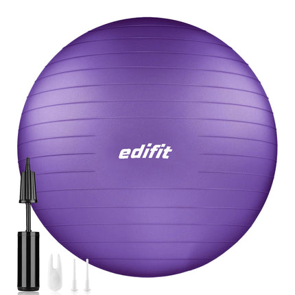 EDIFIT, vingrošanas bumba, 55, 65 un 75, Pezzi bumba, ieskaitot piepūtēju, Pilates bumba, sēžamā bumba, Pilates, jogas bumba, vingrošana (65 cm, violeta)