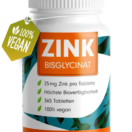 Cinks 25 mg - 365 tabletes (vegāns) ar cinka bisglicinātu (cinka helātu) maksimālai biopieejamībai - laboratoriski pārbaudīts ar sertifikātu - optimāli augsta deva - 1 gada krājums - ProFuel
