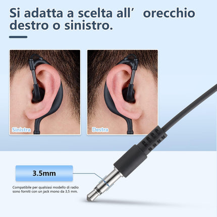 Caurules tipa austiņas ar 3,5 mm spraudni caurules tipa austiņām, āra rācija 3,5 mm/divvirzienu rācija, policijas adapteris Pinganillo (3 gab. iepakojumā)