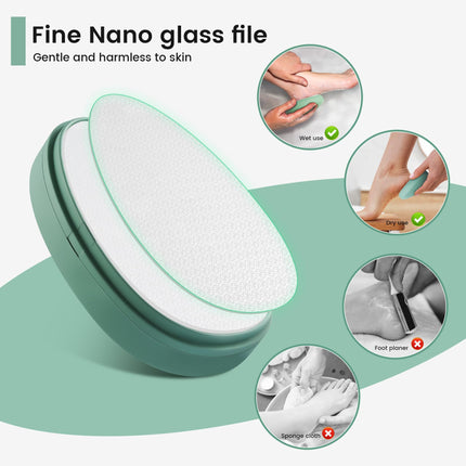 BEZOX 2-in-1 Nano stikla tulznu noņēmējs - Augsti efektīva tulznu vīle samtaini mīkstām pēdām - Profesionāla pēdu kopšana, droša un ātra. Sacietējumu noņemšanai uz mitrām un sausām pēdām.