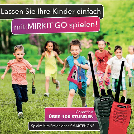 Mirkit Go 2X rācija bērniem ar liela darbības rādiusa 16 kanāliem un 5 km darbības rādiusa lukturīti. Bērnu dāvanas Rācija Bērniem Uzlādējama