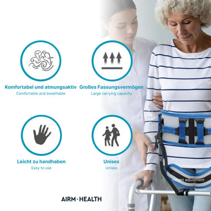 AIRM HEALTH pacienta pārvietošanas josta mīkstas neilona kāju cilpas paralizētām personām ķermeņa celšanas palīglīdzekļi pacienta celšanas josta palīgjosta neslīdoša pārvietošanas palīgjosta rehabilitācijai