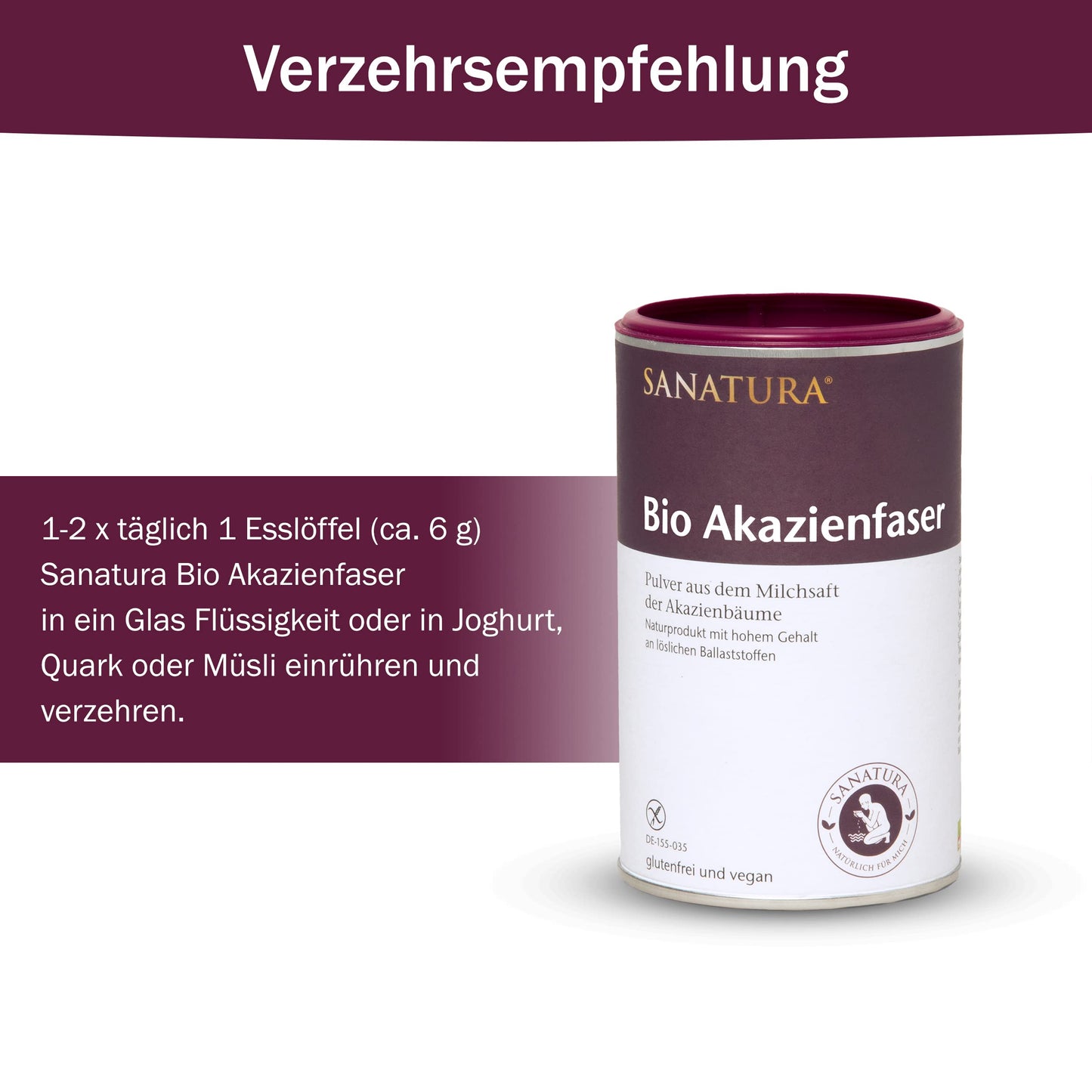 3 x 180 g Sanatura Acacia Fiber Powder Organic – 540 g – vērtīgs šķiedrvielu avots no akācijas šķiedrām – šķīstošā šķiedra – vegāns, bez glutēna un fruktozes – labi panesams