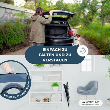 Mobiclinic®, Kloze senioriem, Eiropas zīmols, Salokāms tualetes pods, Ergonomisks ar roku balstiem, Vāks ar spaiņa formu, Izturīgs, Līdz 100 kg, Modelis timón