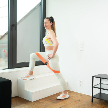 NEOLYMP īsās auduma fitnesa lentes ar fitnesa treniņu programmas e-grāmatu — mazgājamas pretestības lentes, pretestības lentes, vingrošanas lente, fitnesa lente, treniņu lentes, pievilkšanās lentes (5 gabalu komplekts)