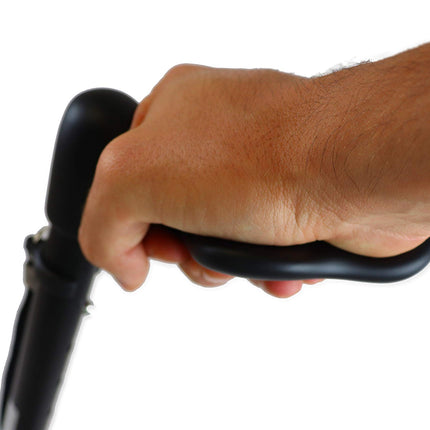 KMINA - Salokāms spieķis ar ergonomisku rokturi, Labajā pusē, Regulējams augstums, Senioriem, Vīriešiem, Sievietēm, Melns - Ražots Eiropā