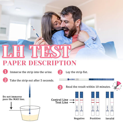 50 ovulācijas testa strēmeles, auglības tests sievietēm, optimāla jutība 25 mIU/ml, precīza ovulācijas testa izsekošana, ātri un precīzi rezultāti