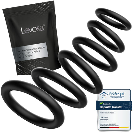 Levosa® dzimumlocekļa gredzenu komplekts spēcīgākai erekcijai un lielākai izturībai - 6 elastīgi dzimumlocekļa un sēklinieku gredzeni vīriešiem - seksa rotaļlieta pāriem - zīmols no Hamburgas
