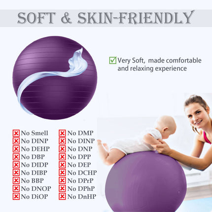 Soft Palla da Pilates Grande, Anti-scoppio Fitball Sostegni 2200 lbs, Fit Ball Palloni ar Pompu, Joga Softball per Fitness Ginnastica Gravidanza Ritmica Fisioterapia Bambina (Ufficio & Casa & Scuola)