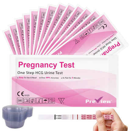 25 grūtniecības testa agrīnās teststrēmeles 10 mSV/ml hCG tests uzticama agrīna noteikšana ar 25 urīna kausiņiem