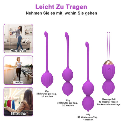 FIDECH Love Balls seksa rotaļlieta, vibrators viņai, iegurņa pamatnes trenažieris sievietēm ar 12 vibrācijas režīmiem, vibrējoša ola ar tālvadības pulti, iegurņa pamatnes trenažieris urīnpūšļa kontrolei un maksts muskuļiem, violets