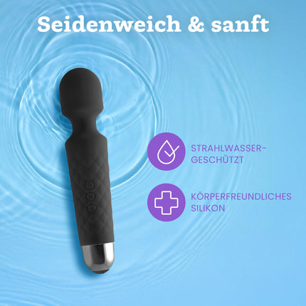 Vibrators sievietēm - kluss un jaudīgs masieris + akumulators - seksa rotaļlieta ar 20 vibrācijas modeļiem un 8 ātruma līmeņiem - bezvadu dildo klitoram, G punktam - Oliver James (melns)