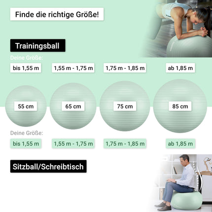 EliteAthlete vingrošanas bumba, sēdekļa bumba, ergonomiska, ar pretplīsuma sistēmu - Fitness Pilates grūtniecēm - Grūtniecības bumba, Fitnesa bumba, Jogas bumba - Jogas bumba 65 cm, ieskaitot Gaisa sūknis