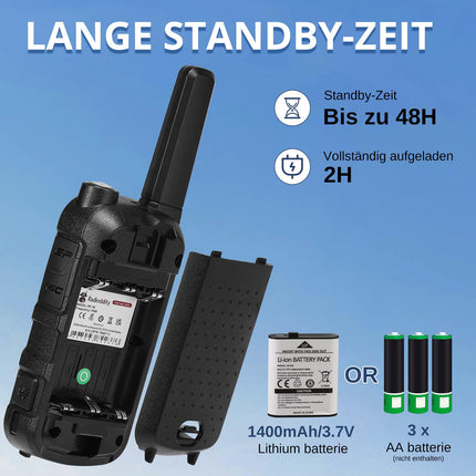 Radioddity PR-T6 rācija PMR446 bezlicencīga divvirzienu rācija pieaugušajiem un bērniem, uzlādējama rācija ar VOX, USB-C uzlāde, lukturītis, austiņas kempingam un pārgājieniem, 2 iepakojumi, dzeltena