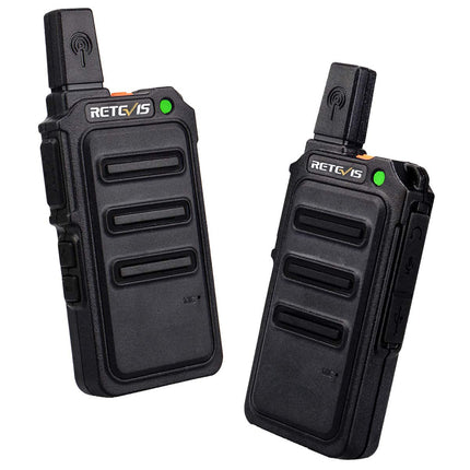 Retevis RT619 rācija, PMR446 uzlādējama divvirzienu rācija ar USB 1300mAh akumulatoru, VOX bez licences, mini rācijas, profesionālas lietošanai ģimenē, kempingā (2 iepakojumi, melnas)