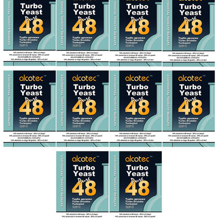 Alcotec 10x Turbo Raugs 48h Dual, līdz 21% alkohola (10 iepakojumi)