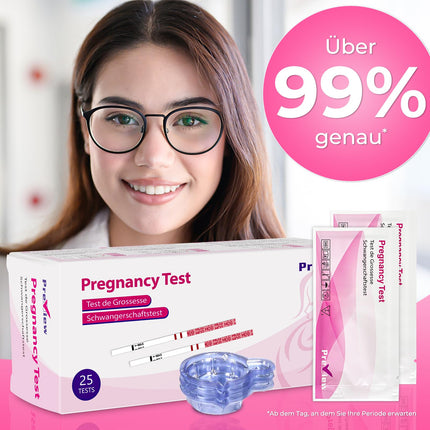 25 grūtniecības testa agrīnās teststrēmeles 10 mSV/ml hCG tests uzticama agrīna noteikšana ar 25 urīna kausiņiem