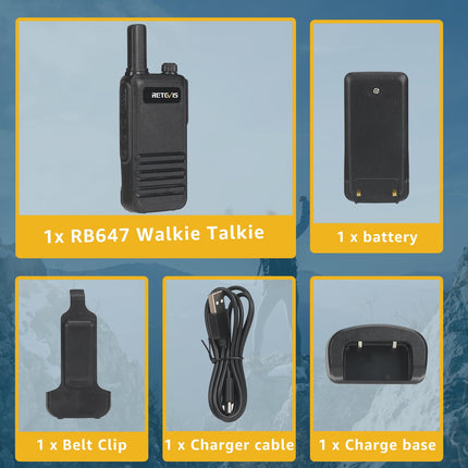 Retevis RB647 PMR446 rācija, ūdensizturīgs IP67 mini divvirzienu radio ar 16 kanāliem, avārijas trauksmes signāls, VOX rācijas pieaugušajiem, pārgājieni brīvā dabā (melnas, 1 iepakojums)