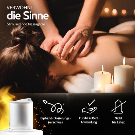 Vibratissimo Hot Moments 100 ml masāžas eļļa - sildoša masāžas pieredze - stimulējošas masāžas eļļas, relaksācija pāriem un lubrikants, mīlestības eļļa