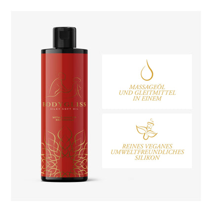 BodyGliss - 2-in-1 masāžas eļļa un uz silikona bāzes veidots lubrikants - 150 ml (Asinsapelsīns)