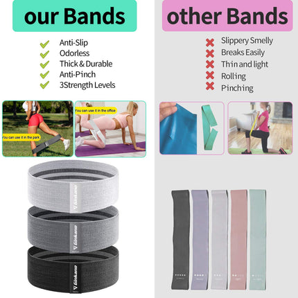 Pretestības lentes, fitnesa lentes, gurnu pretestības lentu komplekts ar spēcīgu elastību, stiepes izturību, neslīdoša treniņu lente, gurniem, kājām, pilates, jogai, spēka treniņiem