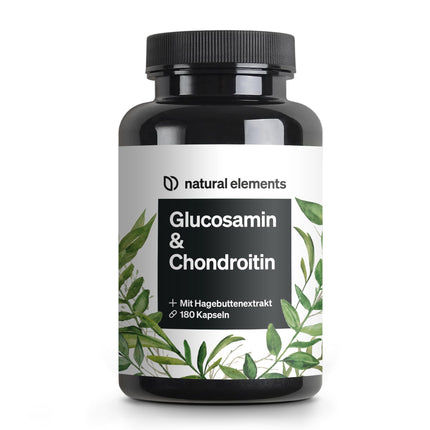 Glikozamīns un hondroitīns – 180 kapsulas – ar C vitamīnu normālai kolagēna veidošanās veicināšanai* – augsta deva, bez nevajadzīgām piedevām – ražots Vācijā un laboratorijā pārbaudīts