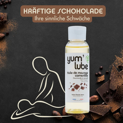 Yum'Lube | Seksa un erotiskā masāžas eļļa eļļa masāžai un intīmai lietošanai | Ķermeņa eļļa ar šokolādi | Masāžas eļļa intīmai eļļai, kas piemērota kā seksa eļļa | Masāžas eļļa intīmajai zonai un masāžas eļļa seksam intīmajā zonā