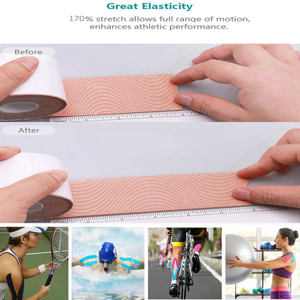 Kinezioloģiskās lentes <40 gab.> Iepriekš sagrieztas kinezioloģisko lentu strēmeles, elastīga sportiska lente locītavu atbalstam un muskuļu sāpju mazināšanai <5 cm, 25 cm/Trip> Kokvilnas ūdensnecaurlaidīga sporta lente (Mix-4)