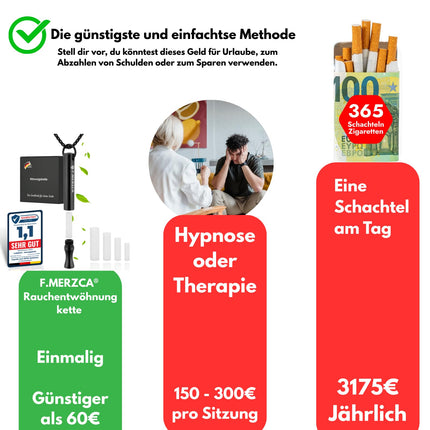 F.MERZCA smēķēšanas atmešanas elpošanas ķēde 2.0 ar 10 bezmaksas filtriem – cigarešu aizstājējs īstai pretestībai, atmetot smēķēšanu – beidzot bez dūmiem ar nesmēķēšanas palīdzības ķēdi