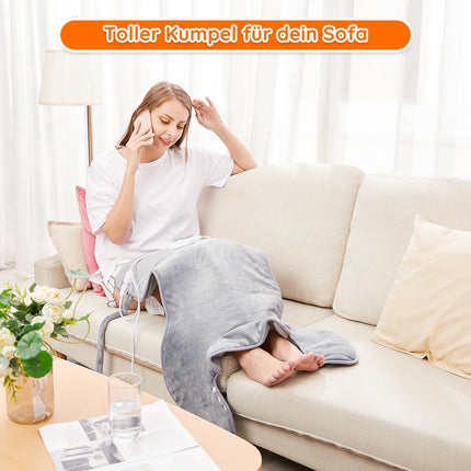 Heizkissen für Rücken Schulter Nacken 60x100cm Wärmekissen mit Abschaltautomatik, Schnelle Erwärmung, mit Taillenriemen, Rückenwärmer Heizdecke 6 Heizstufen, Auto-OFF-Timer, Flanellmaterial, Waschbar