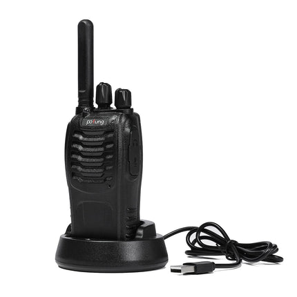 Rācija PMR446 bezlicencēts divvirzienu rācija, Pofung PT88E 16 kanāli Profesionāla uzlādējama liela darbības rādiusa rācija ar USB uzlādes staciju un austiņām, melna, 10 gab. iepakojumā