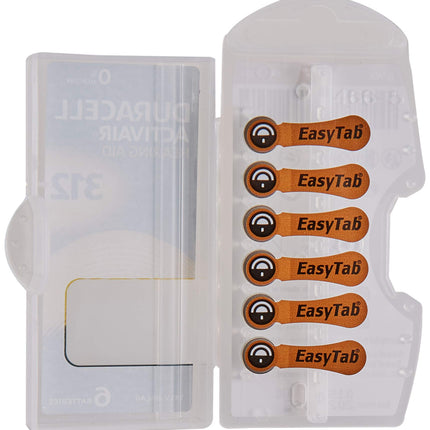 Duracell Easytab DA 312 — visiem dzirdes aparātiem ar 312. tipa baterijām, 10 x 6 gab.