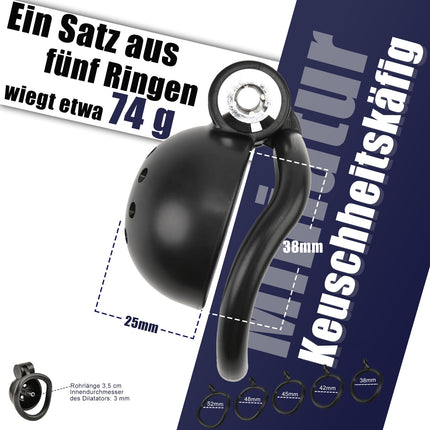 HXLXW šķīstības būris vīriešiem ar 5 dzimumlocekļa gredzeniem, nospiediet slēdzeni, šķīstības būra dizains vīriešiem, verdzība, ekstrēms dzimumlocekļa būris, ekstrēms erotisks šķīstības seksa rotaļlieta