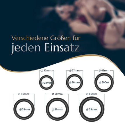 Levosa® dzimumlocekļa gredzenu komplekts spēcīgākai erekcijai un lielākai izturībai - 6 elastīgi dzimumlocekļa un sēklinieku gredzeni vīriešiem - seksa rotaļlieta pāriem - zīmols no Hamburgas
