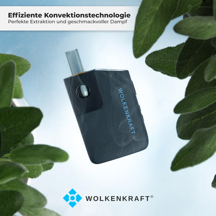 WOLKENKRAFT FX MINI ULTRA Premium Vaporizer - USB-C | Magnētiski ievietojams iemutiķis | Titāna kamera | Temperatūra 100–220 °C | Darbības taimeris 3–5 min. | 100% konvekcija *Nakts zila*