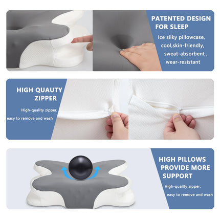 Dzemdes kakla spilvens kakla sāpju mazināšanai, Elegear Contour Memory Foam spilvens ergonomisks kakla atbalsts sānu muguras gulētājiem uz vēdera