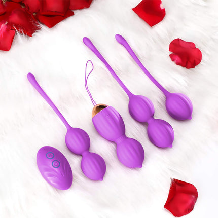 FIDECH Love Balls seksa rotaļlieta, vibrators viņai, iegurņa pamatnes trenažieris sievietēm ar 12 vibrācijas režīmiem, vibrējoša ola ar tālvadības pulti, iegurņa pamatnes trenažieris urīnpūšļa kontrolei un maksts muskuļiem, violets