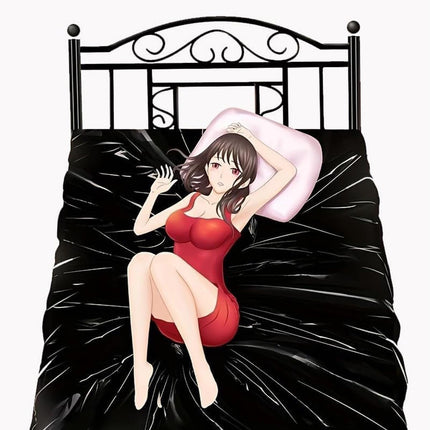 YUZHO Ūdensnecaurlaidīga sega seksam Ūdensnecaurlaidīga mīlestības sega Erotiska gultasveļa Lateksa gultasveļas komplekts BDSM rotaļlietas, seksa spēles Melna ūdensnecaurlaidīga sega Izmērs 78,74 collas x 82,68 collas