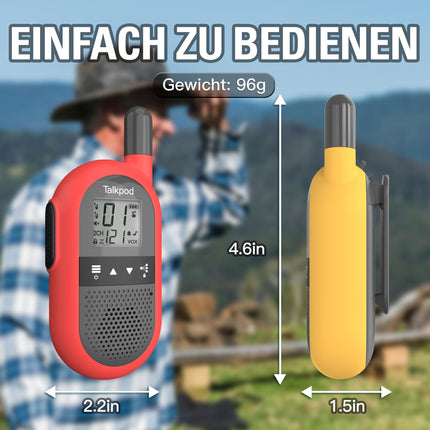 Talkpod F40 rācija bērniem, pieaugušajiem, liela darbības rādiusa radio, 16 kanālu rācija, uzlādējama ar litija jonu akumulatoru, C tipa uzlādes kabelis mājas ballītēm, riteņbraukšanai, kempingam, pārgājieniem un piedzīvojumiem