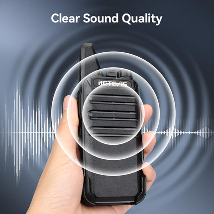 Retevis RT622 Walkie Talkie Mini, PMR446 profesionāls divvirzienu rācijas tālrunis tālsatiksmes sakariem, VOX, uzlādējams automašīnas rācijas tālrunis pieaugušajiem, kempingam (melns, 1 pāris)