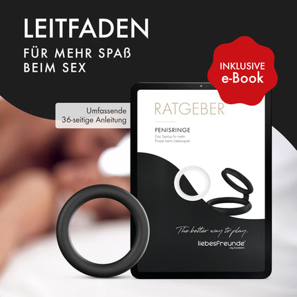 Liebesfreunde® Deluxe dzimumlocekļa gredzenu komplekts - 6 elastīgi dzimumlocekļa gredzeni stingrākai erekcijai, dzimumlocekļa un sēklinieku gredzeni vīriešiem - ideāli pieguļ, seksa rotaļlieta pāriem, melna