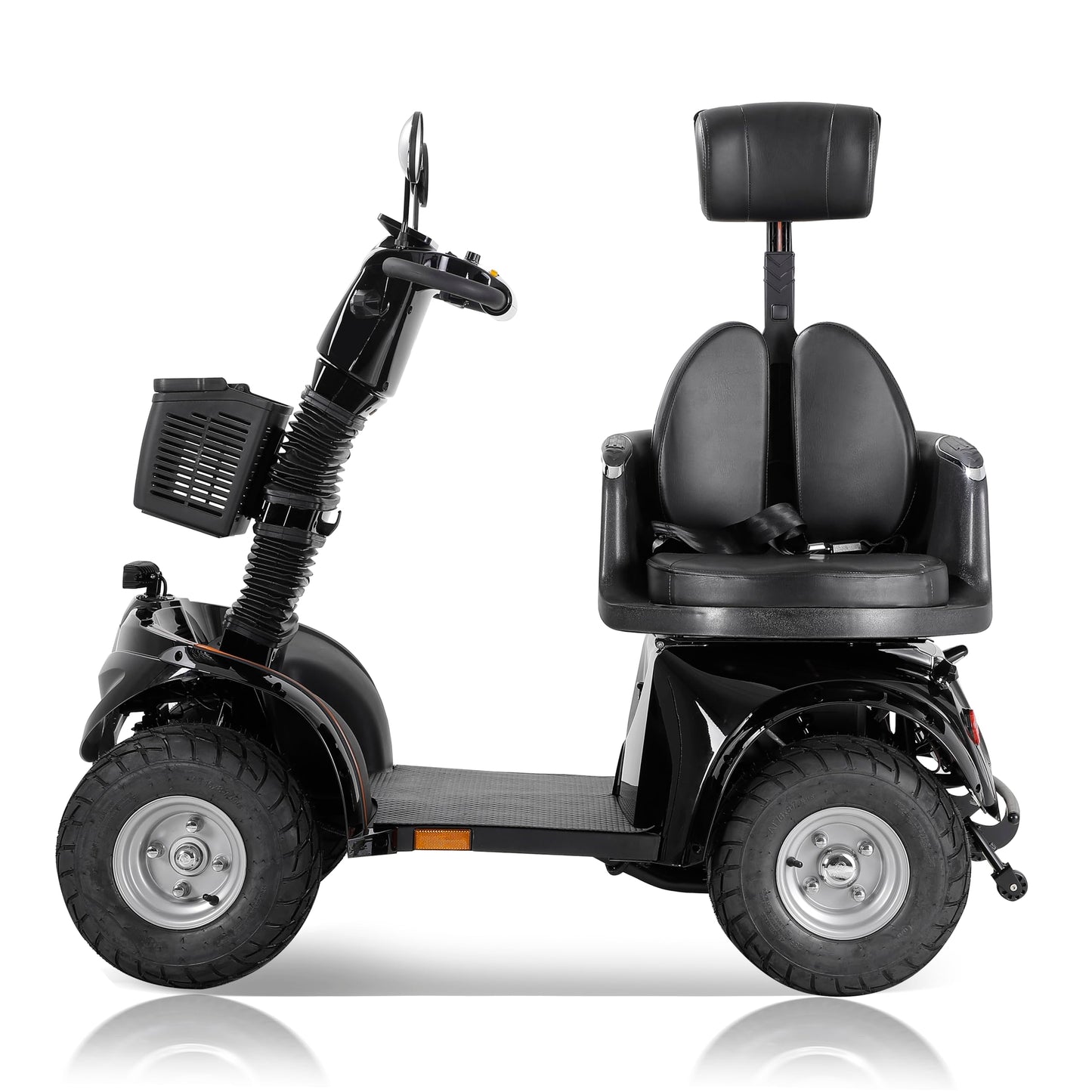 ZVGREEN mobilais skrejritenis ar 4 riteņiem, senioru mobilitāte, kapteiņa sēdeklis, maks. 15 km/h – ietilpīga glabāšanas vieta, rotējošs sēdeklis, elektromagnētiskā bremze (DJD2D, spīdīgi melna 15)