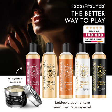 Liebesfreunde® organiskā masāžas svece VANILLA KISS jutekliskām masāžām ar kokosriekstu eļļu un alveju, erotiska masāžas svece pāriem, seksa svece, 50 ml